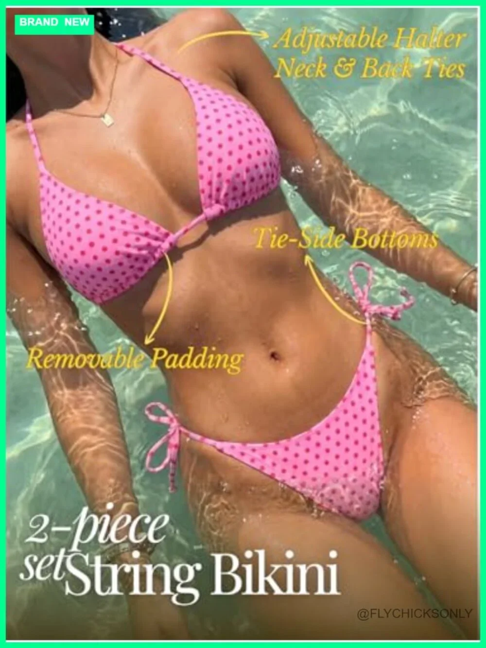 Women's Polka Dot Bikini Set with Halter Top and Tie-Side Bottom, Two-Piece